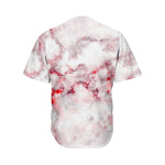 White Ruby Marble Print Men's Baseball Jersey