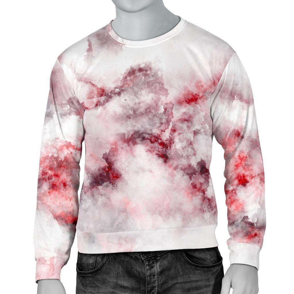 White Ruby Marble Print Men's Crewneck Sweatshirt GearFrost