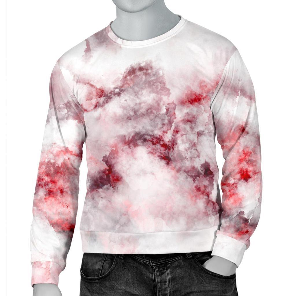 White Ruby Marble Print Men's Crewneck Sweatshirt GearFrost