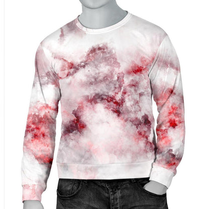White Ruby Marble Print Men's Crewneck Sweatshirt GearFrost