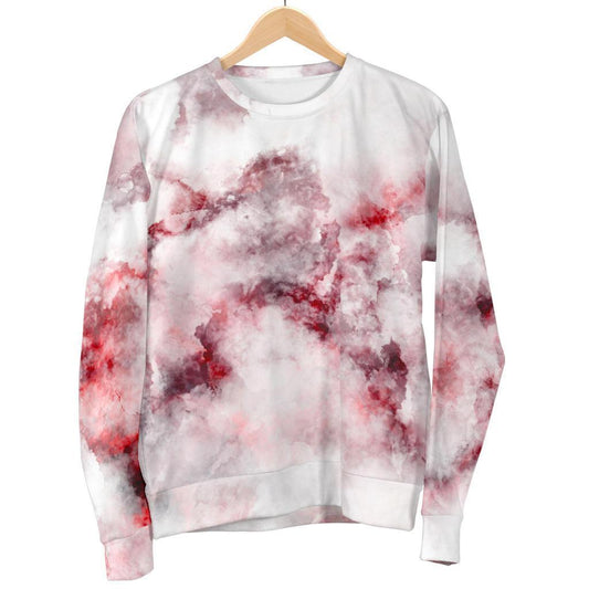 White Ruby Marble Print Men's Crewneck Sweatshirt GearFrost