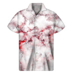 White Ruby Marble Print Men's Short Sleeve Shirt