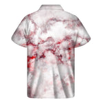 White Ruby Marble Print Men's Short Sleeve Shirt