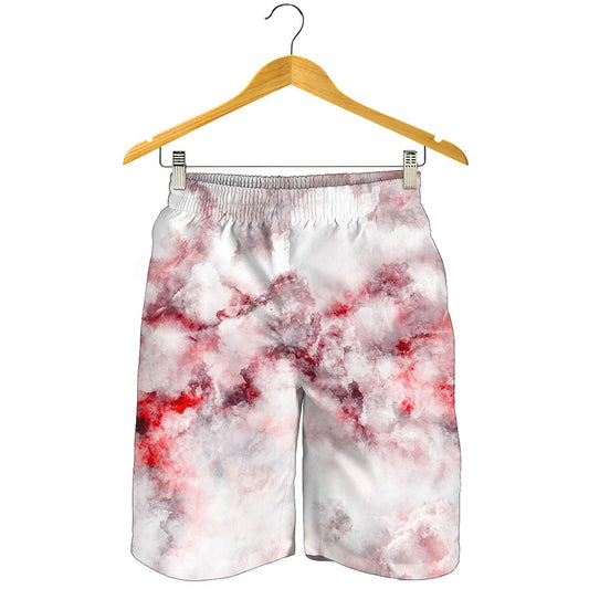 White Ruby Marble Print Men's Shorts