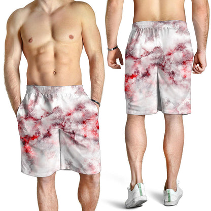 White Ruby Marble Print Men's Shorts