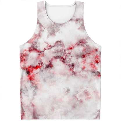 White Ruby Marble Print Men's Tank Top