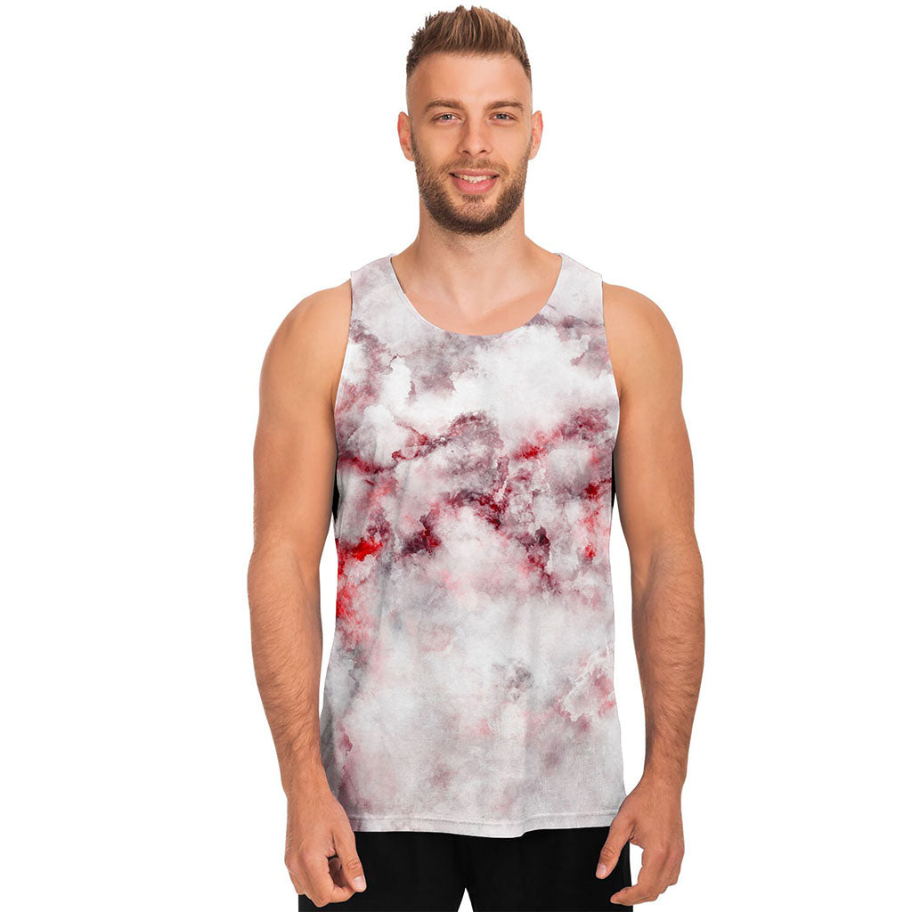 White Ruby Marble Print Men's Tank Top