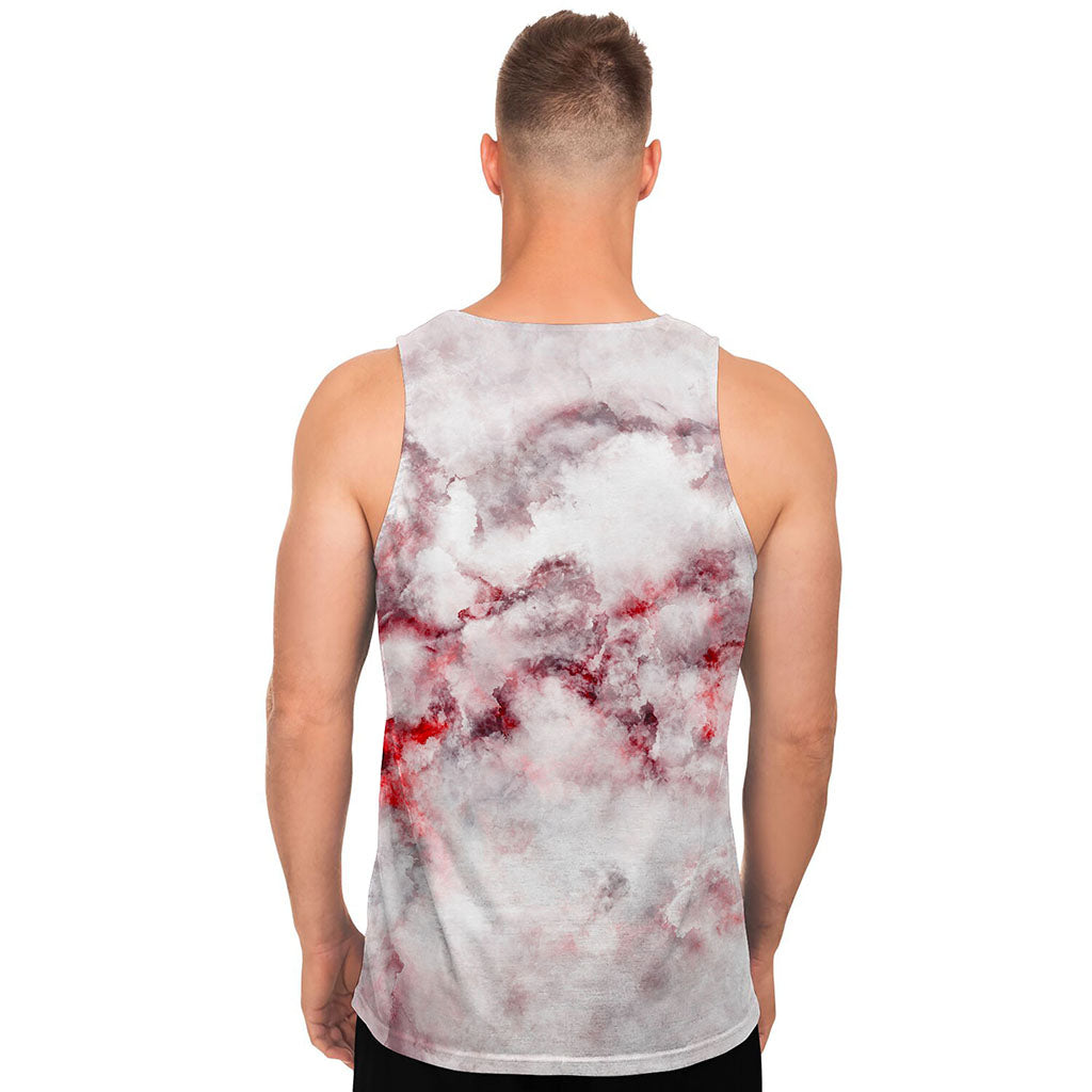 White Ruby Marble Print Men's Tank Top
