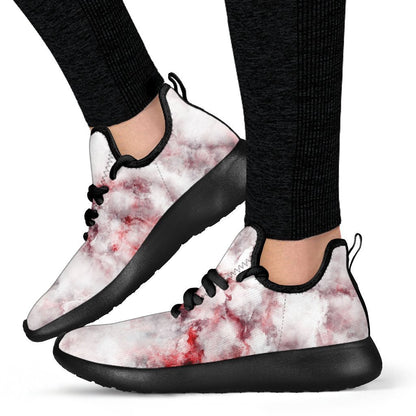 White Ruby Marble Print Mesh Knit Shoes GearFrost