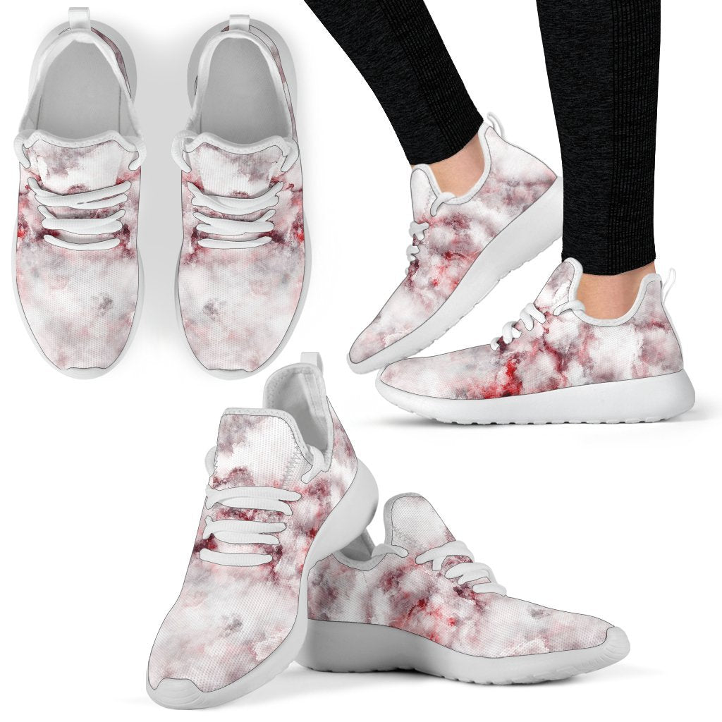 White Ruby Marble Print Mesh Knit Shoes GearFrost