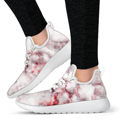 White Ruby Marble Print Mesh Knit Shoes GearFrost