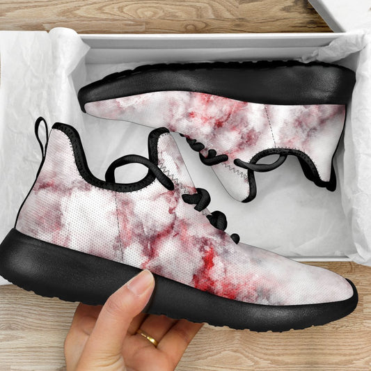 White Ruby Marble Print Mesh Knit Shoes GearFrost