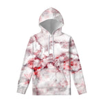 White Ruby Marble Print Pullover Hoodie