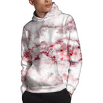 White Ruby Marble Print Pullover Hoodie