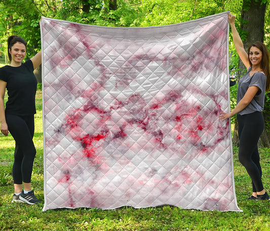 White Ruby Marble Print Quilt