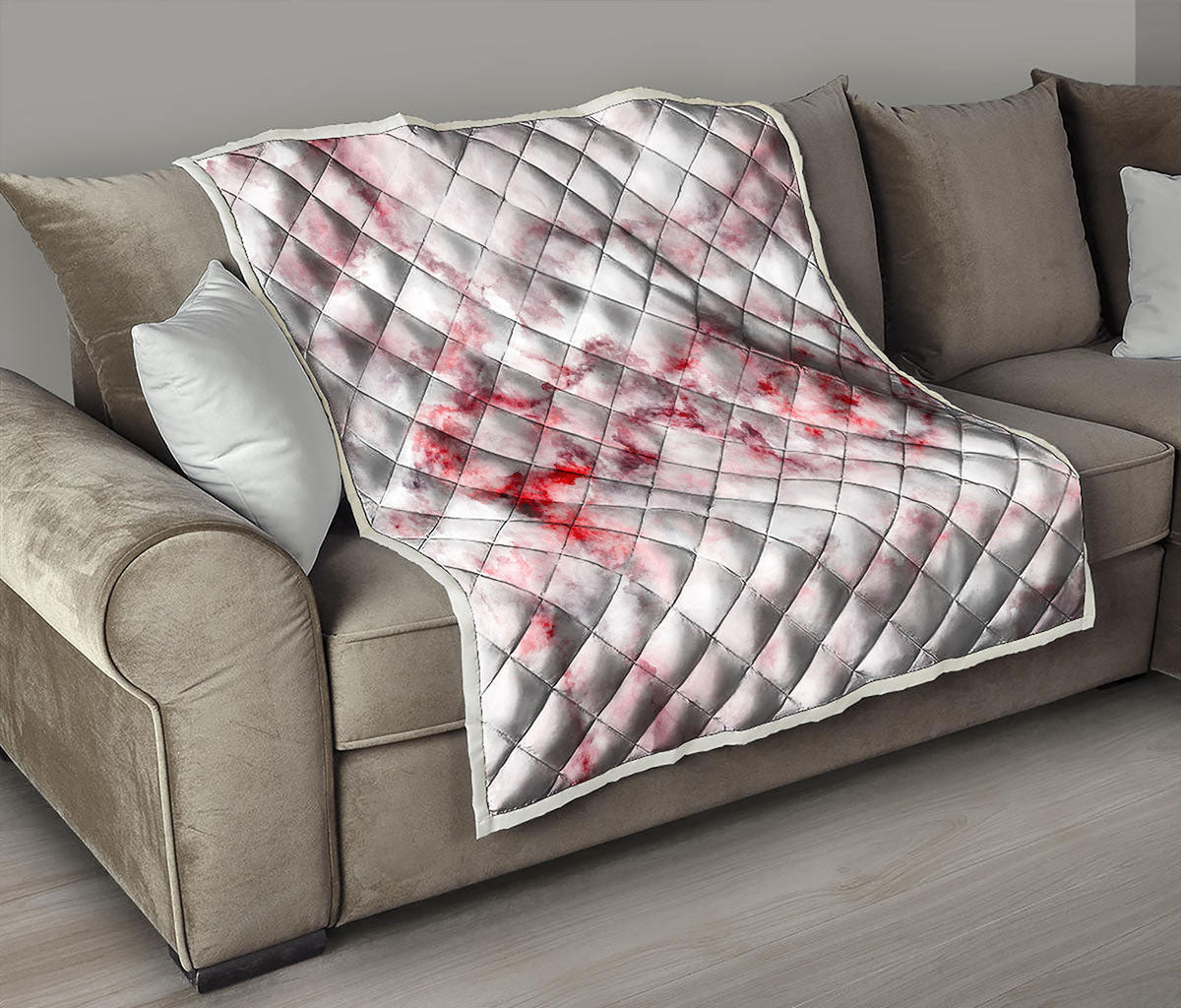 White Ruby Marble Print Quilt