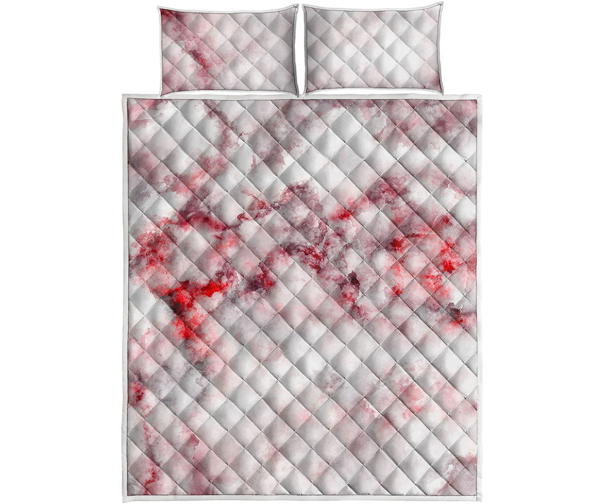 White Ruby Marble Print Quilt Bed Set