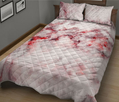 White Ruby Marble Print Quilt Bed Set