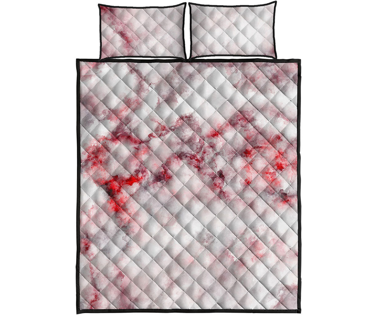 White Ruby Marble Print Quilt Bed Set