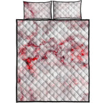 White Ruby Marble Print Quilt Bed Set