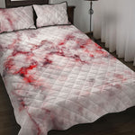 White Ruby Marble Print Quilt Bed Set