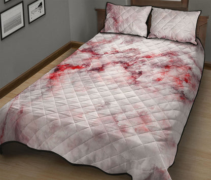White Ruby Marble Print Quilt Bed Set