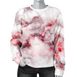 White Ruby Marble Print Women's Crewneck Sweatshirt GearFrost
