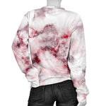 White Ruby Marble Print Women's Crewneck Sweatshirt GearFrost
