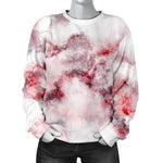 White Ruby Marble Print Women's Crewneck Sweatshirt GearFrost