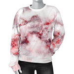 White Ruby Marble Print Women's Crewneck Sweatshirt GearFrost