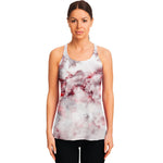 White Ruby Marble Print Women's Racerback Tank Top