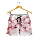 White Ruby Marble Print Women's Shorts