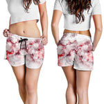 White Ruby Marble Print Women's Shorts