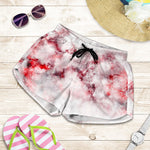 White Ruby Marble Print Women's Shorts