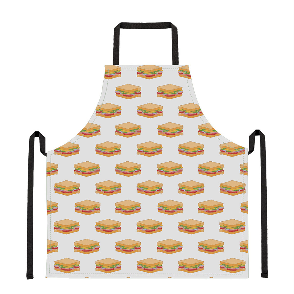 White Sandwiches Pattern Print Apron