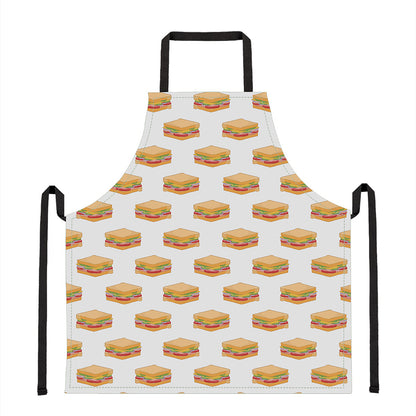 White Sandwiches Pattern Print Apron