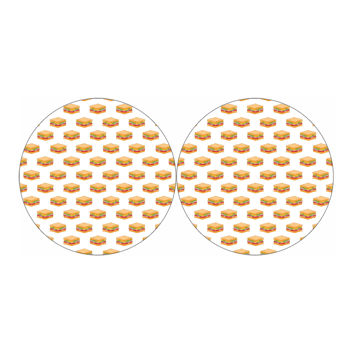 White Sandwiches Pattern Print Car Coasters
