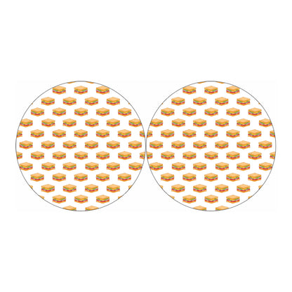 White Sandwiches Pattern Print Car Coasters