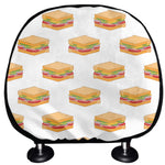 White Sandwiches Pattern Print Car Headrest Covers
