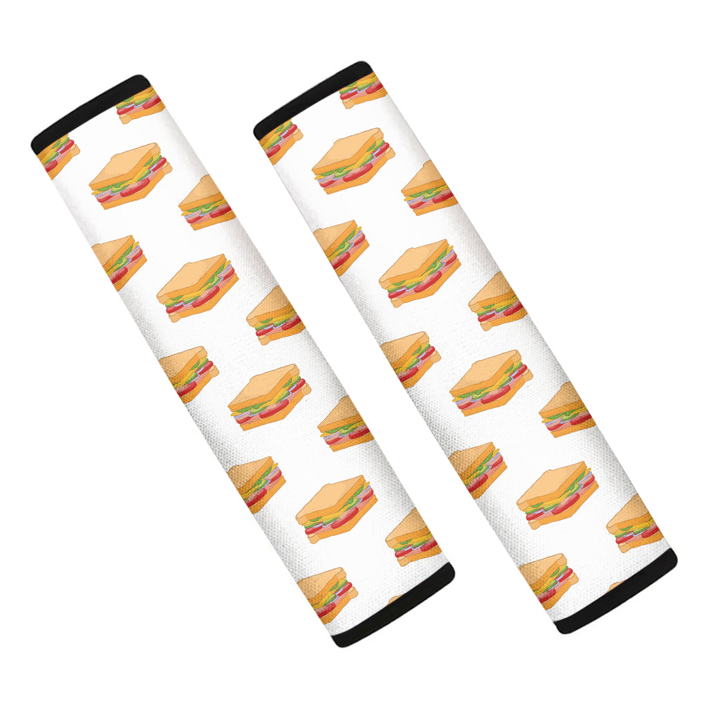 White Sandwiches Pattern Print Car Seat Belt Covers