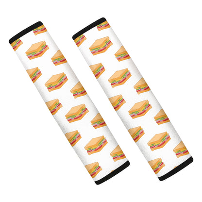 White Sandwiches Pattern Print Car Seat Belt Covers