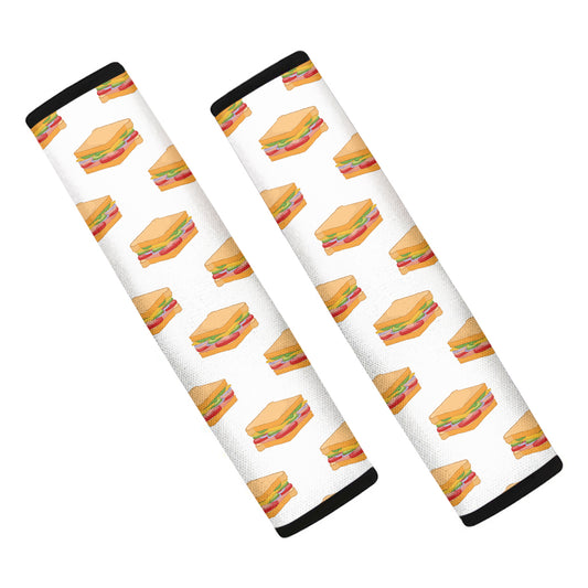 White Sandwiches Pattern Print Car Seat Belt Covers