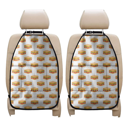 White Sandwiches Pattern Print Car Seat Organizers