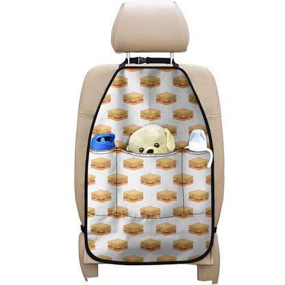White Sandwiches Pattern Print Car Seat Organizers