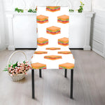 White Sandwiches Pattern Print Dining Chair Slipcover