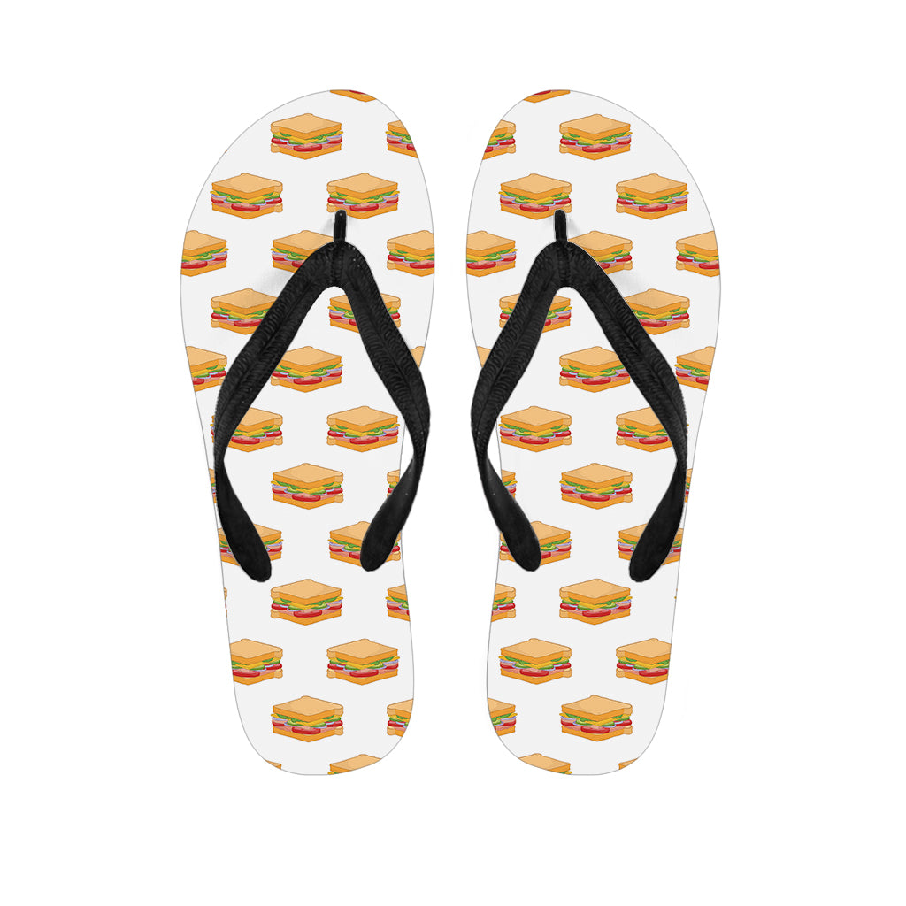 White Sandwiches Pattern Print Flip Flops