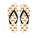 White Sandwiches Pattern Print Flip Flops