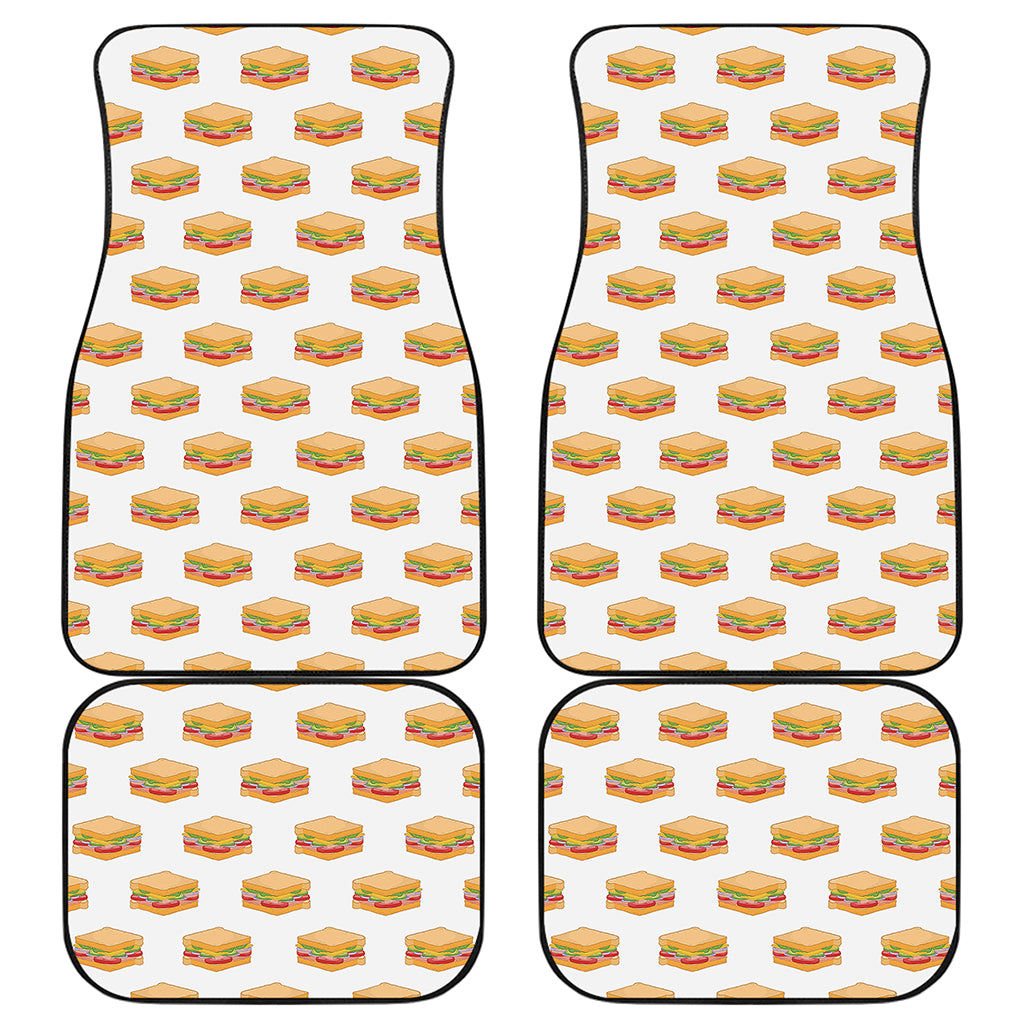 White Sandwiches Pattern Print Front and Back Car Floor Mats