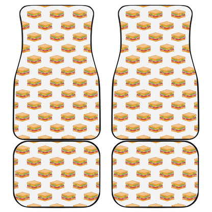 White Sandwiches Pattern Print Front and Back Car Floor Mats