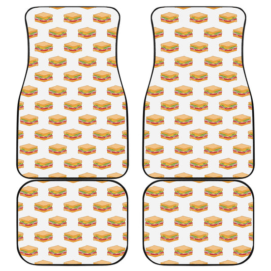 White Sandwiches Pattern Print Front and Back Car Floor Mats